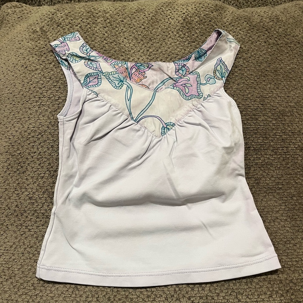 Submarine Kids Tank Top - lavender and White with Floral Accents